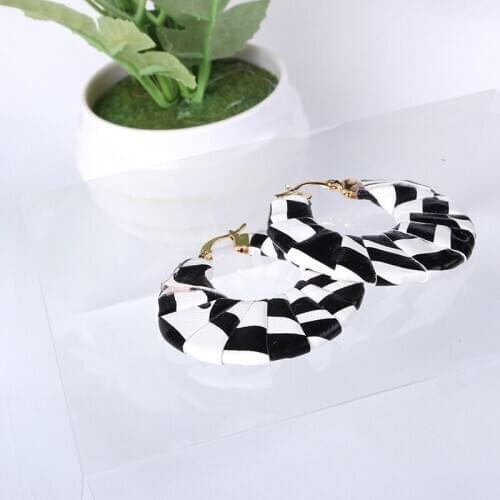 European and American new fashion zebra-print wrapped earrings for woman metallic color personality exaggerated earring jewelry