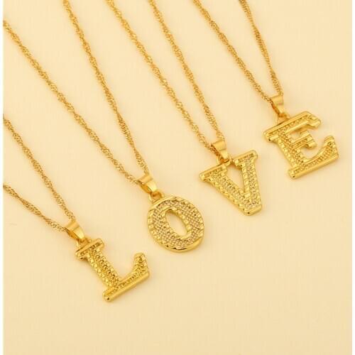 Alphabet A-Z Pendant Necklace Gold Chain Initial Letter Necklace Women Men Jewelry Christmas Gift