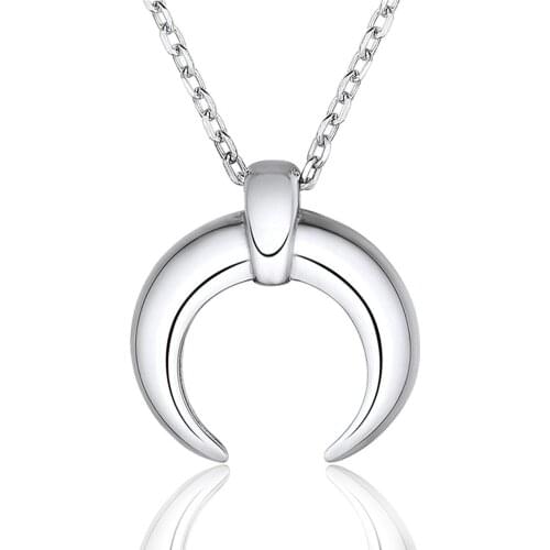Stainless Steel Half Moon Necklace OX Horn Crescent Choker Lune Corne Necklace Pendant For Men Women Jewelry Gift