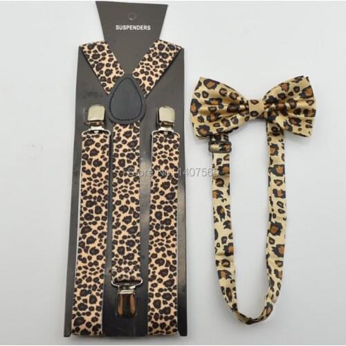 Women leopard braces Bow Tie & Suspenders Set pokal dot suspender men fancy dress Mens wedding party Clothing & Accessories