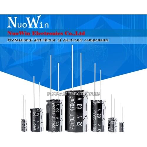 63V Aluminum Electrolytic Capacitor 10UF 22UF 33UF 47UF 100UF 220UF 330UF 470UF 680UF 1000UF 2200UF 3300UF 4700UF