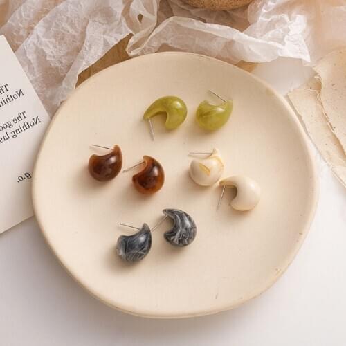 Yangliujia S925 Needle Acrylic Resin Geometry Small Stud Earrings Bohemia Simple Retro Fashion Earring Women Jewelry Accessories