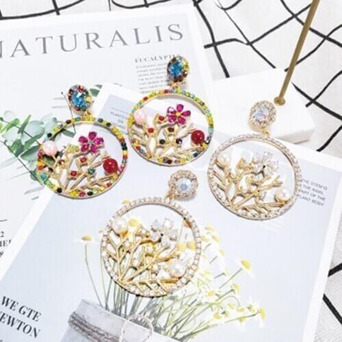New And American Retro Metal Colorful Crystal Pendant Earrings Exquisite Butterfly Earrings Water Drop Tassel Jewelry
