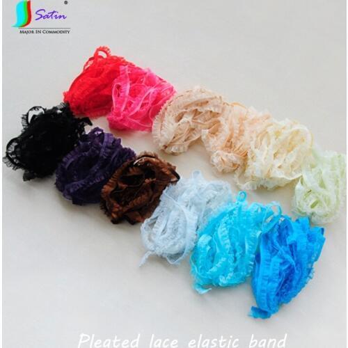 Width 11MM Lace Mesh Gauze Pleated Elastic Band Handmade DIY Clothes Skirt Curtain Tablecloth Accessories Elastic Bands A0456F