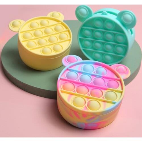 Silicone Coin Purse Squishy Decompression Mini Wallet Kids Bag Cute Push Bubble Sensory Fidget Toys-Christmas Halloween Gift