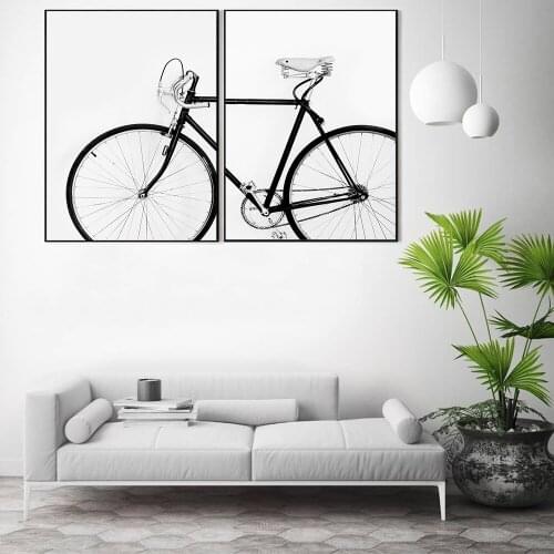 Nordic Black and White Fashion Bicycle Wall Art Canvas Painting Nordic Posters and Prints Wall Pictures for Living Home Decor