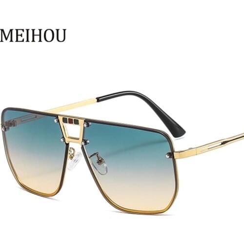 Oversized Sunglasses Men 2021 Rimless Pilot Classic Drive Sunglasses Male Vintage Style Brand Designer Gradient Glasses UV400