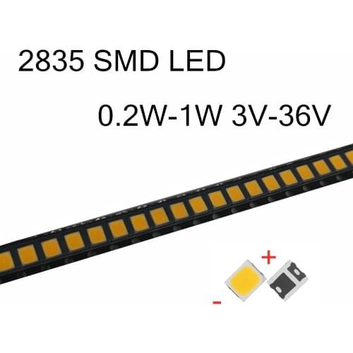 100Pcs SMD LED 2835 Chips 0.2W 0.5W 1W 3V 6V 9V 18V 36V beads light White Surface Mount PCB Light Emitting Diode Lamp