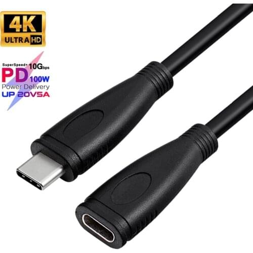 100W PD Type C Extension Cable 5A 4K 10Gbps @60Hz USB-C USB3.1 Gen 2 Extender Cord For Macbook Pro Nintend Switch SAMSUNG S20