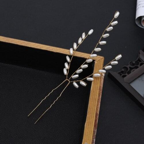 1Pc U-shaped Handmade Pearl Bride Hair Pin Women Elegant Girls New Fashion Wedding Party Beaded Fork Accessories Jewelry
