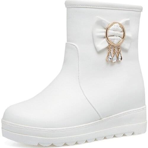 Big Size 9 10 11 12 boots women shoes ankle boots for women ladies boots shoes woman winter Solid color round head sleeve