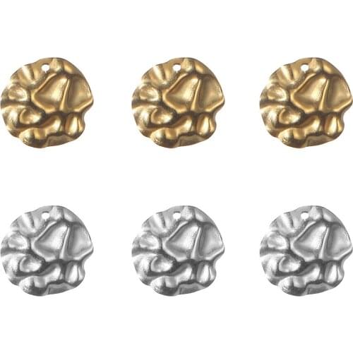 10pcs/Lot Real Stainless Steel Irregular Round Charms Pendants for DIY Making Necklace Bracelet Fashion Jewelry