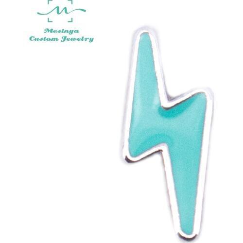 10pcs Mesinya Silver Color New Lightning Color Custom Floating Charms For Glass Locket