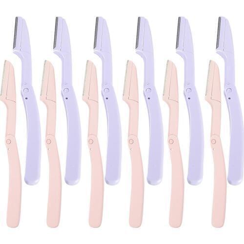 12PCS Eyebrow Razor Portable Folding Detachable Eyebrow Shaver Facial Razor Eyebrow Trimmer Hair Remover Set for Women