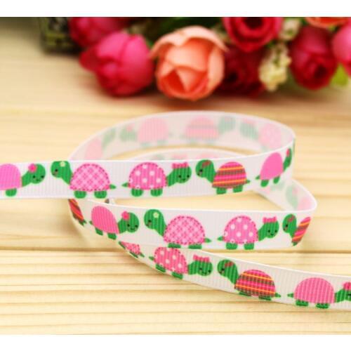 3/8'' Free shipping turtle girl printed grosgrain ribbon hair bow headwear party decoration wholesale OEM 9mm H4893