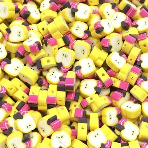 30pcs/lot 10mm Yellow apple Beads Polymer Clay Beads Polymer Clay Spacer Beads For Jewelry Making DIY Bracelet necklace #05