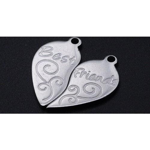 5pcs/lot 100% Stainless Steel Best Friend DIY Charm Pendant Wholesale Necklace Pendants Bracelet Making Charms Never Tarnish