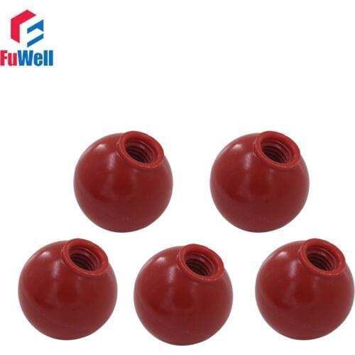 5pcs M12 x 40mm Female Thread Ball Knob Red Round Bakelite 12mm Thread Dia 40mm Ball Dia M12 Ball Lever Knobs for Machine Tools