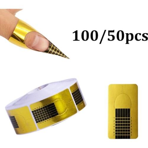 50/100 French Nail Form Tip Acrylic UV Gel Extension Curl Form Builder Gel Sticker Art Guide Mold Manicure Stencil Free Shipping