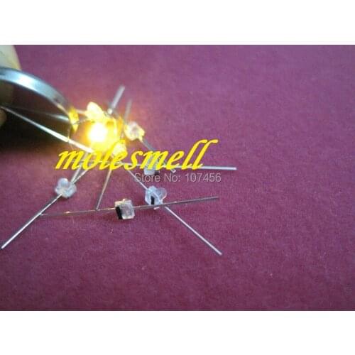 50pcs, New 1.5mm Mini Yellow Water Clear LED Leds Free Resistors Made in Taiwan