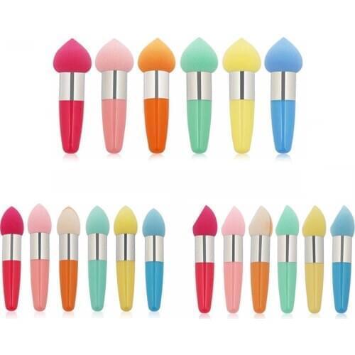 6Pcs/Set MakeUp Sponge Puffs Foundation Makeup Sponge Puff for BB Cream Liquid Foundation Facial Makeup Brushes Tool with Handle