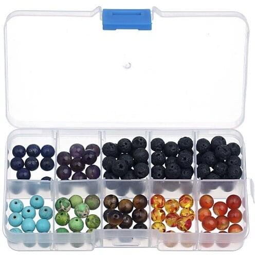 8mm box Natural Stone beads Colored Ball Crown Chakra Stones For DIY Making Men Charm Howlite Stone And Volcanic Rock Lava