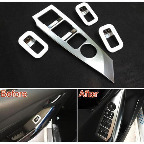 ABS Chrome Door Window Adjust Button Bowl Frame Cover Trim For Mazda 6 Atenza 2014 2015