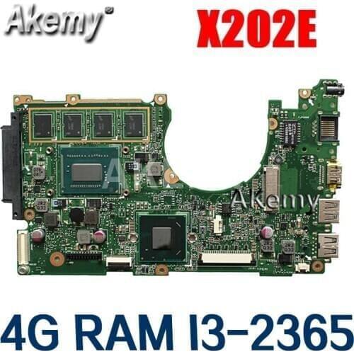 Amazoon X202E Laptop motherboard For Asus X202E X201E S200E X201EP Test original mainboard 4G RAM I3-2365 CPU