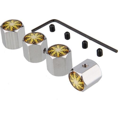 Car Styling for Yellow Flame Logo Wheel Air Dust Covers Tire Valve Caps for Mitsubishi Land Rover Range Rover Opel BMW Audi KIA