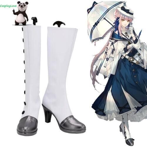 Arknights Ceylon White Shoes Cosplay Long Boots High Heel Leather Custom Made For Party Christmas Halloween