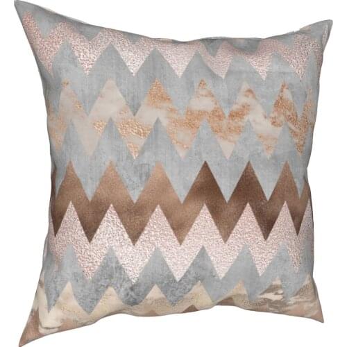 Copper And Blush Rose Gold Marble Chevron Pattern Pillowcase Printing Polyester Cushion Cover Decoration Pillow Case Cover Home
