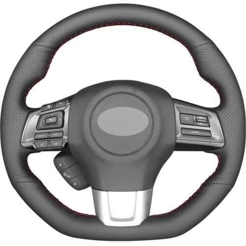 Black Artificial Leather Hand-stitched No-slip Car Steering Wheel Cover for Subaru WRX (STI) 2015-2019 Levorg 2015-2019