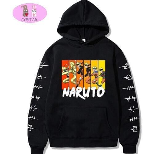 COSTAR Hot Anime Uzumaki Naruto From Childhood To Adulthood Printed Fashion Hoodies Pullover Harajuku Hooded Sweatershirt Unisex