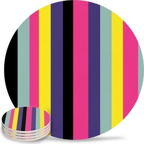 Color Stripes Ceramic Coasters Waterproof Tea Cup Mat Modern Home Decor Coasters for Glasses