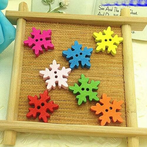 Snowflake Shape Buttons 2 Holes Wooden Buttons Sewing Buttons Craft Scrapbooking Clothing Accessories 4JA91