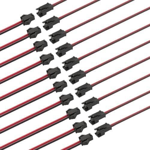 10 Pair SM 2Pin LED Light Wire Connector SM 2P Male Plug to Female Jack Cable Adapter Electrical Cable Wire Pigtail 10/15/20 CM