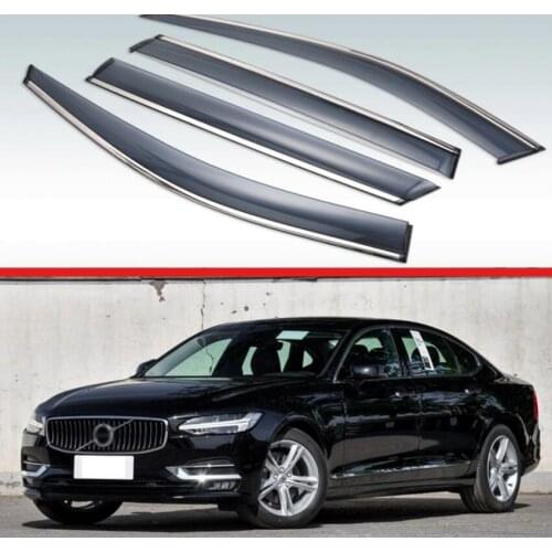For Volvo S90 2017 2018 2019 Plastic Exterior Visor Vent Shades Window Sun Rain Guard Deflector 4pcs