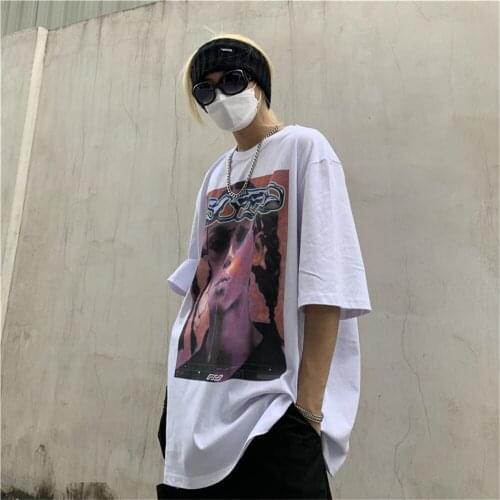 Men Summer Clothing 2021 Male Streetwear Men Hip Hop Loose Half Sleeve T-Shirt High Street Tops Japan Punk Funny Harajuku Tshirt