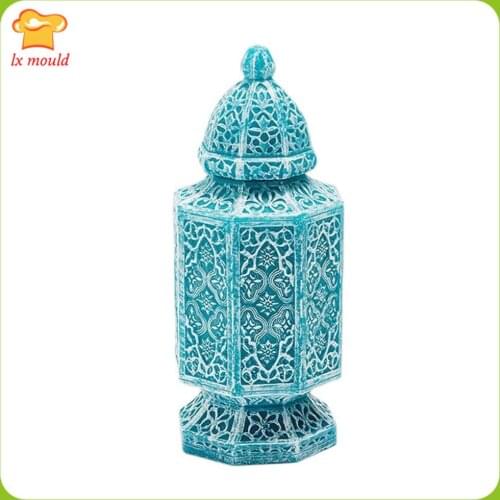 Geometric Ribbed Retro Pattern Candle Silicone Moulds Lantern Prism Shape Gypsum Aroma Diffuser Mould DIY