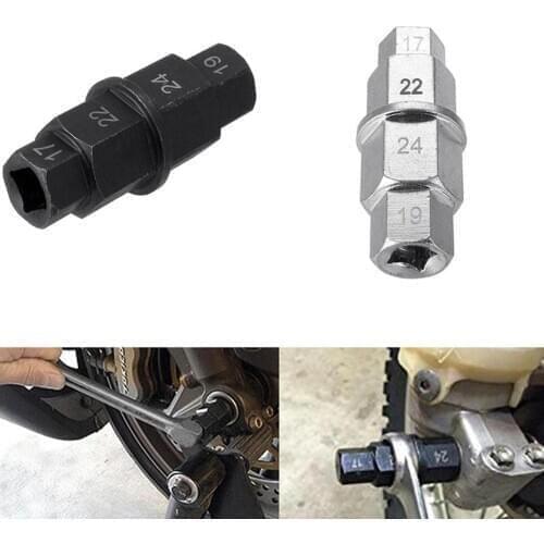 Motorcycle hub wrench, key for motorcycle front axle, multi-function key 3/8 ", 17mm, 19mm, 22mm, 24mm