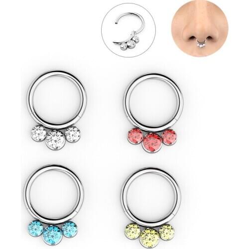 1Pc 16G 8-12mm Septum Nose Hoop Rings Surgical Steel Nose Clicker Nose Piercings Jewelry Captive Bead Rings Nose Rings Hoop