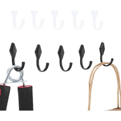 5Pcs White/Black Zinc Alloy Coat Hooks Single Bathroom Kitchen Door Hanger With Screws Wall Mounted Robe Hook