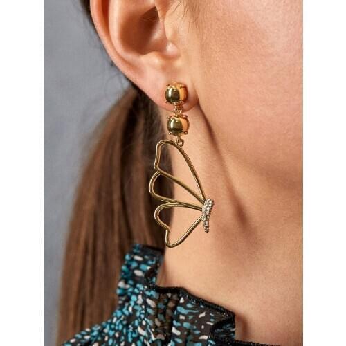 LUNA CHIAO 2020 New Trendy Bohemian Gold Color Butterfly Wing Stud Earrings for Women