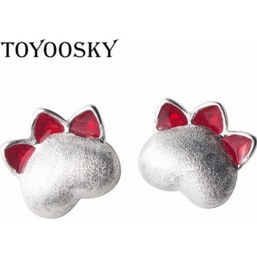 Cute Kitten 3D Cats Paw 925 Sterling Silver Earrings Cool Gifts Cat Claws for Animal Lover Minimalism Sterling-Silver-Jewelry
