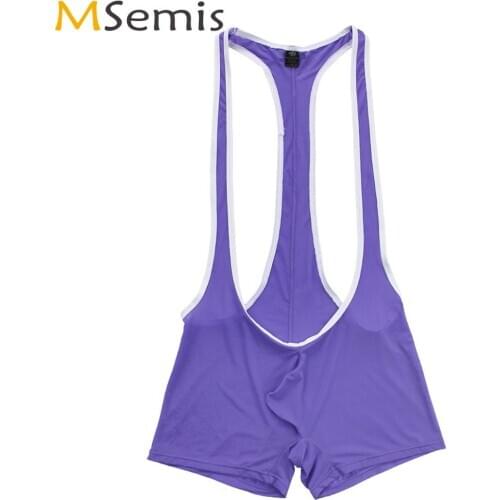 Mens Stretchy Wrestling Jockstraps Bodysuit Sexy T-back Boxer Briefs Singlet Jumpsuit Gay One Piece Nightwear US Stock Costumes