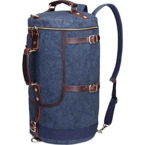 M271 Fashion Bucket Vintage Leather military Canvas Backpack Mens backpack School Bag Backpack Women 2019 Bagpack Male Rucksack