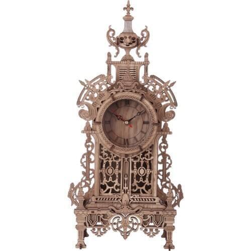 41Pcs 3D DIY Wooden Clock Puzzle Model Kit Laser Cutting 3D Tower Table Clock Special Gift For Home Table Decor - Oak Color
