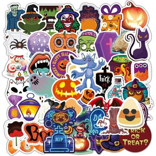 80 Pcs Happy Halloween Stickers Horror Bat Ghost Demon Funny Pumpkin Witch Hallows Day for Laptop Luggage Bicycle Sticker Decals