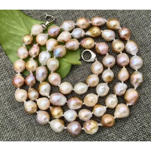 NEW long 36" 12-15mm baroque multicolor South China Sea pearl necklace AAA