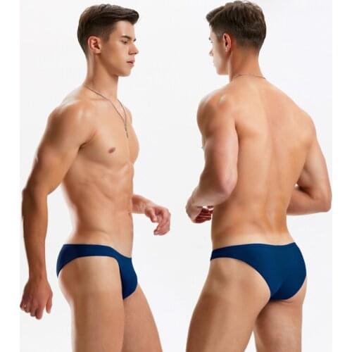 New navy blue sexy tight low waist men swimwear gay swim briefs bikini swimsuits swim bathing suits different penis pouch size